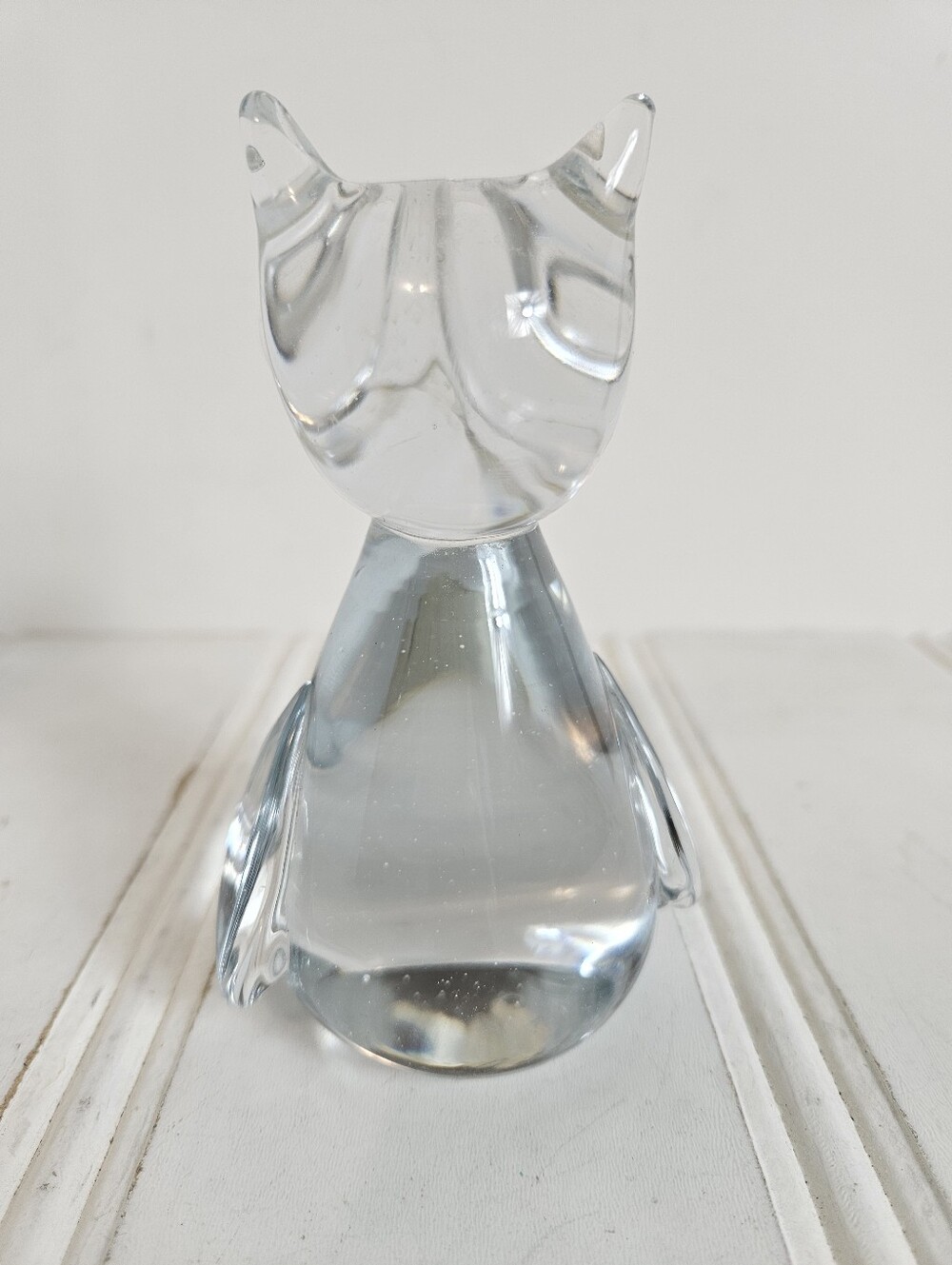 Vintage Art Glass Owl Figurine Paperweight Bullicante Controlled Bubble Clear OS - Picture 5 of 11